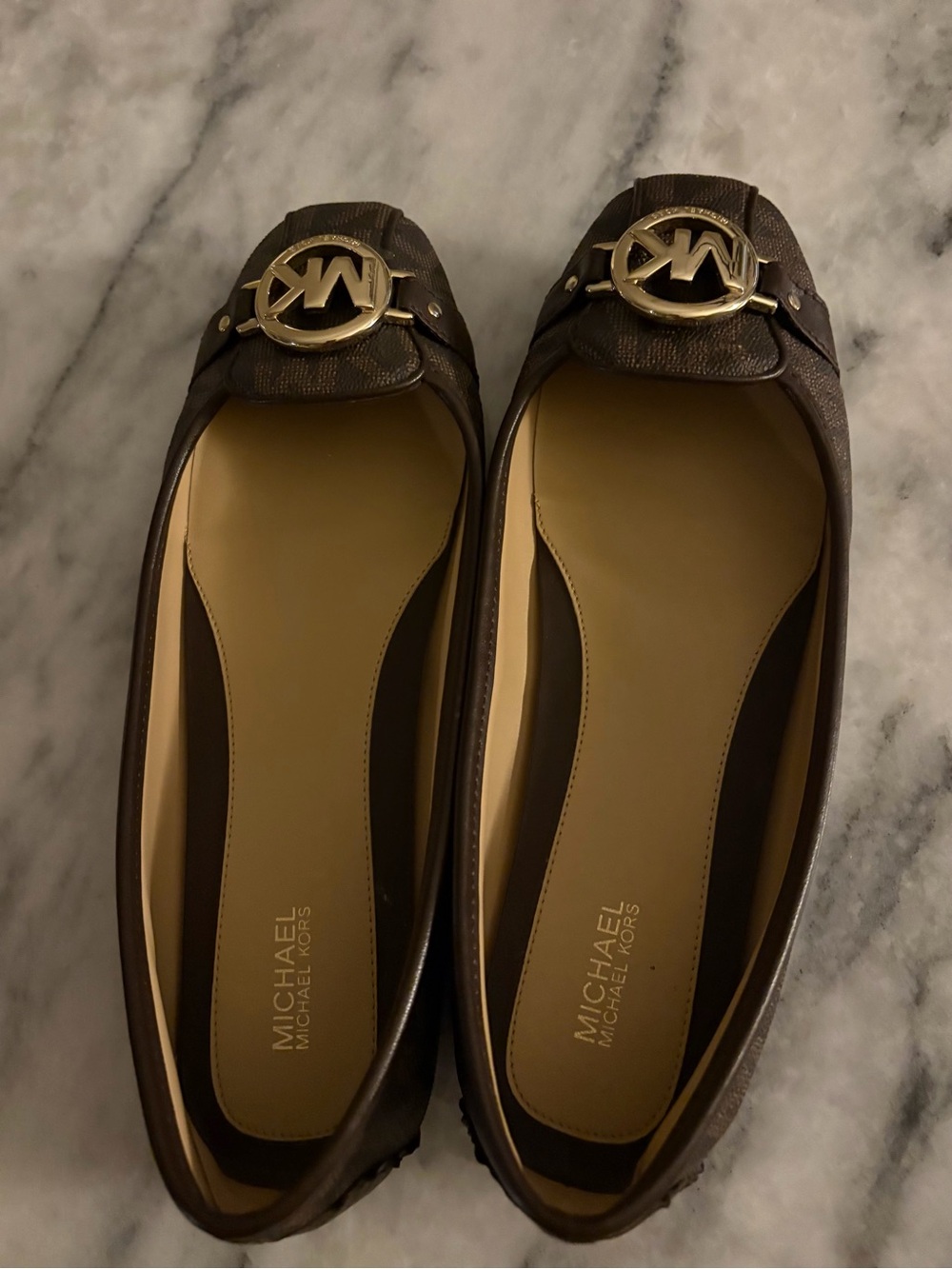 Michael Kors Dark Brown MK Logo Ballet Flats